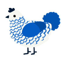 (unnamed), a white and ultramarine chicken with a lace pattern