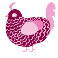 A maroon and pink chicken with a lace pattern