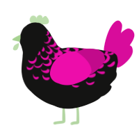 (unnamed), a black and fuchsia chicken with a half-lace pattern