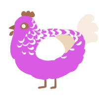 A orchid and cream chicken with a half-lace pattern