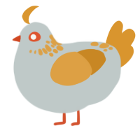 A silver and orange chicken with a neck-speckle pattern