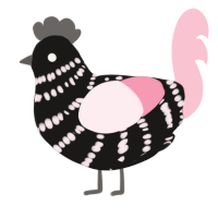 A sable and rose chicken with a bar pattern