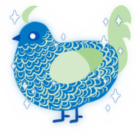 Algae, a sapphire and gluppy chicken with a double-lace pattern