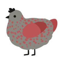 A ash and red chicken with a speckle pattern