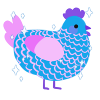 Sky, a sky and lavender chicken with a lace pattern