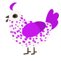 (unnamed), a white and amethyst chicken with a speckle pattern