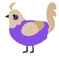 Berry Oatmeal, a blurple and beige chicken with a head pattern