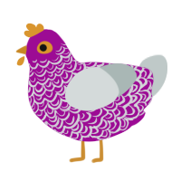 A plum and silver chicken with a double-lace pattern