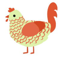 pomdering, a apple and vermilion chicken with a lace pattern
