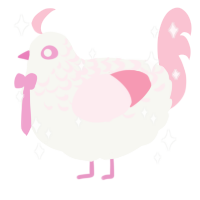 Shortcake, a white and rose chicken with a half-lace pattern