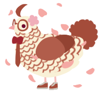 Yes, a cream and red chicken with a lace pattern