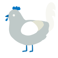 egg, a silver and white chicken