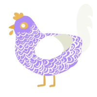 Lady Isolde, a lilac and white chicken with a double-lace pattern