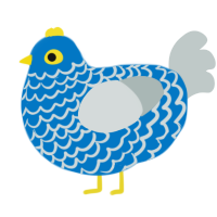 A sapphire and silver chicken with a lace pattern
