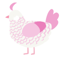 Twine, a white and pink chicken with a lace pattern