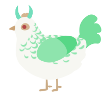 Anubis, a white and spring chicken with a half-lace pattern