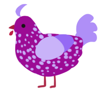 A plum and lilac chicken with a speckle pattern
