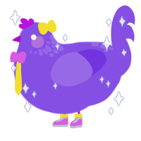 carousel, a blurple chicken with a neck-speckle pattern
