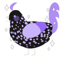 A sable and lilac chicken with a speckle pattern