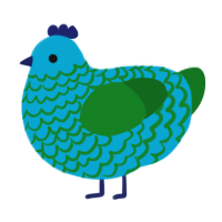 A cerulean and leaf chicken with a lace pattern