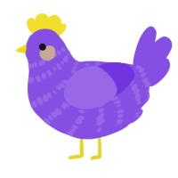 A blurple chicken with a bar pattern