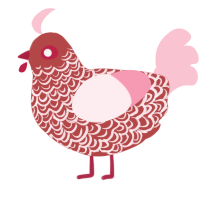 A red and rose chicken with a double-lace pattern