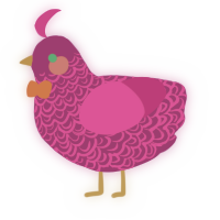 A violet and amethyst chicken with a double-lace pattern