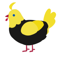Lily, a sable and yellow chicken with a head pattern