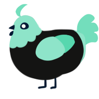 A black and mint chicken with a head pattern
