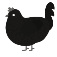 A sable and black chicken with a speckle pattern