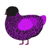 A sable and amethyst chicken with a double-lace pattern