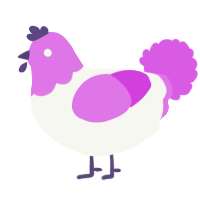 A white and orchid chicken with a head pattern