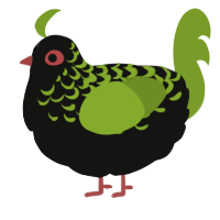 (unnamed), a black and chartreuse chicken with a half-lace pattern