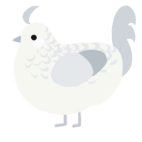 A white and mist chicken with a half-lace pattern
