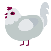 A silver and mist chicken with a head pattern