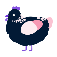 A tumblr and rose chicken with a neck-speckle pattern
