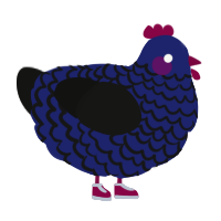 Rex, a navy and black chicken with a lace pattern