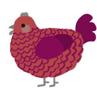 A red and wine chicken with a lace pattern
