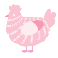 A rose chicken with a bar pattern