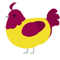 Yellowjacket, a yellow and maroon chicken with a head pattern