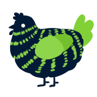 A tumblr and grass chicken with a bar pattern