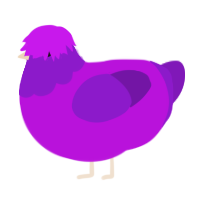 A amethyst and violet chicken with a head pattern