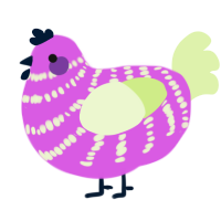A orchid and apple chicken with a bar pattern