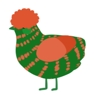 A leaf and vermilion chicken with a bar pattern
