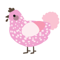 insulation, a pink and rose chicken with a speckle pattern