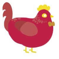 Ketchup, a crimson and red chicken with a neck-speckle pattern