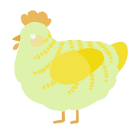 A apple and yellow chicken with a half-bar pattern