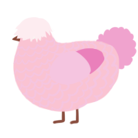 A rose and pink chicken with a lace pattern