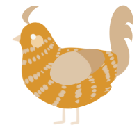A orange and beige chicken with a bar pattern