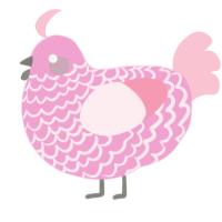 A pink and rose chicken with a lace pattern